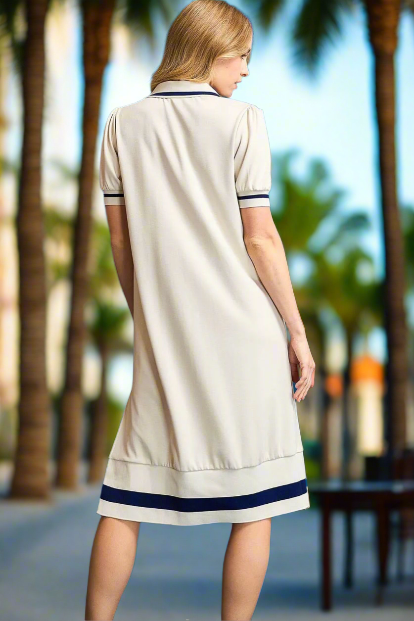 Side Slit Contrast Trim Short Sleeve Dress