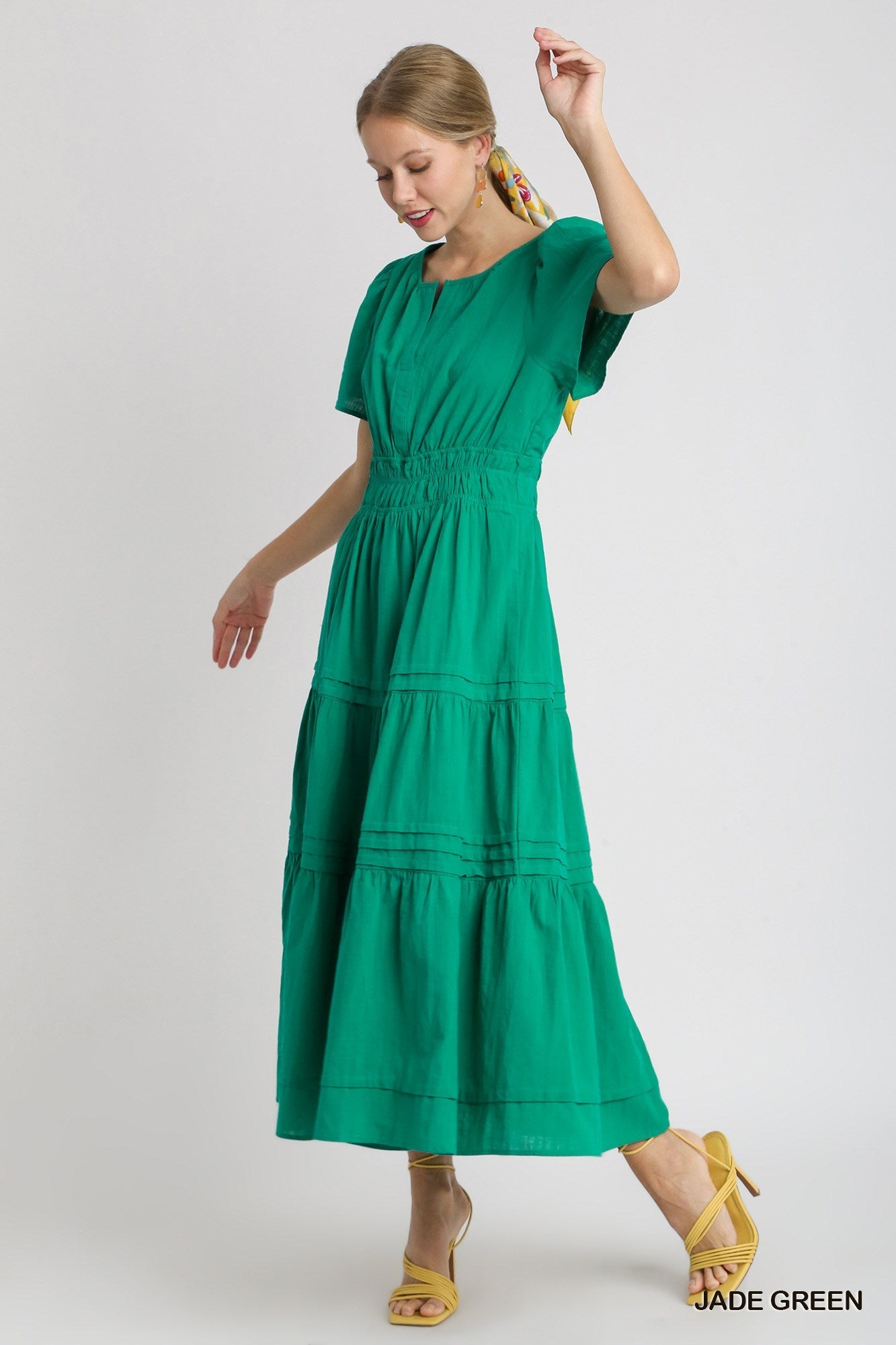 Tiered Maxi Dress with Pin-tuck and Smocked Waistband