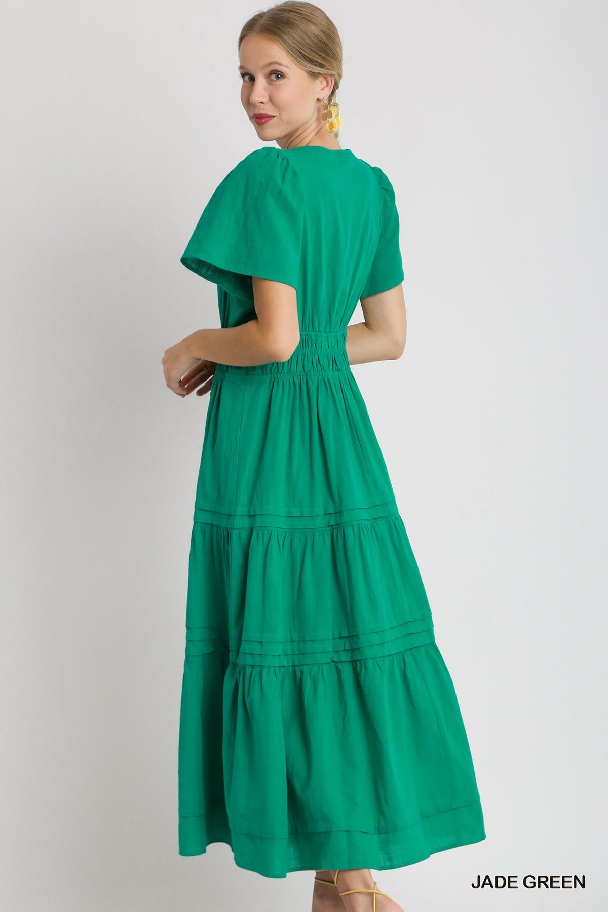 Tiered Maxi Dress with Pin-tuck and Smocked Waistband