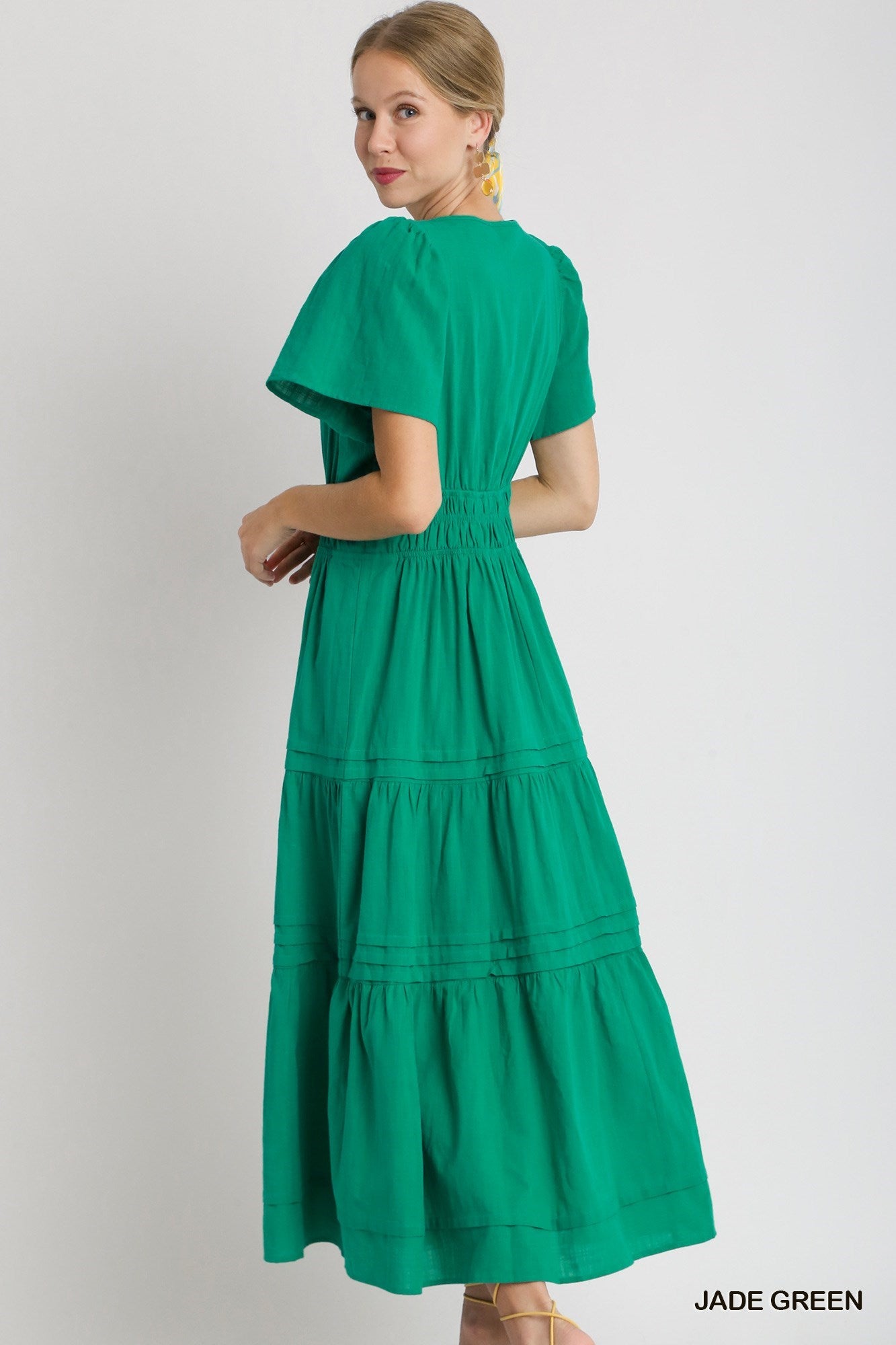 Tiered Maxi Dress with Pin-tuck and Smocked Waistband